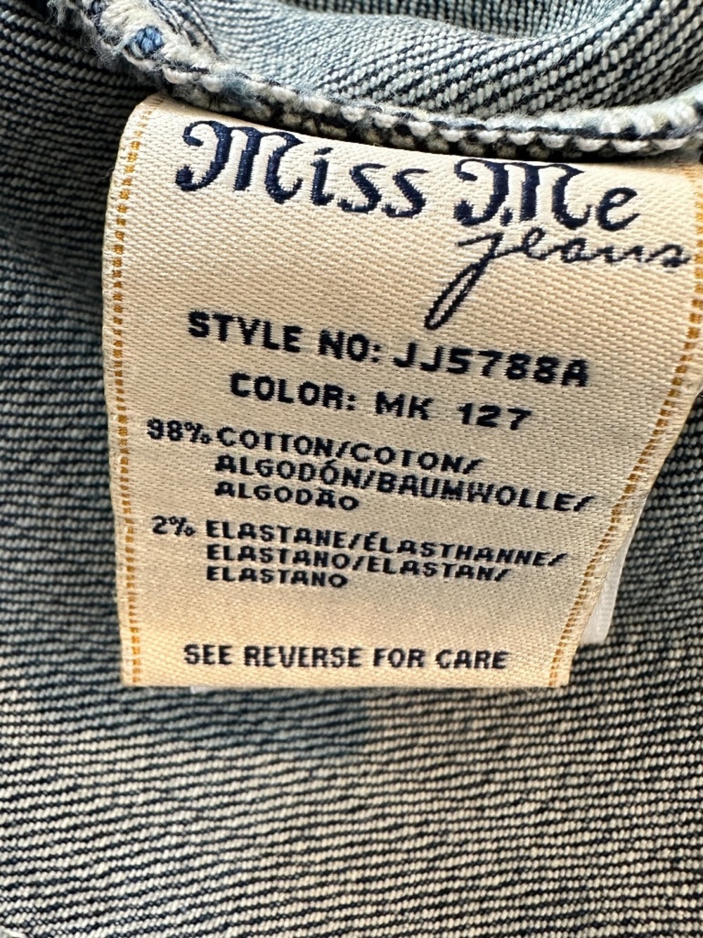 Miss Me Jacket Women's Sz M Blue Denim Embroidered Jean Cropped Coat - Picture 15 of 16